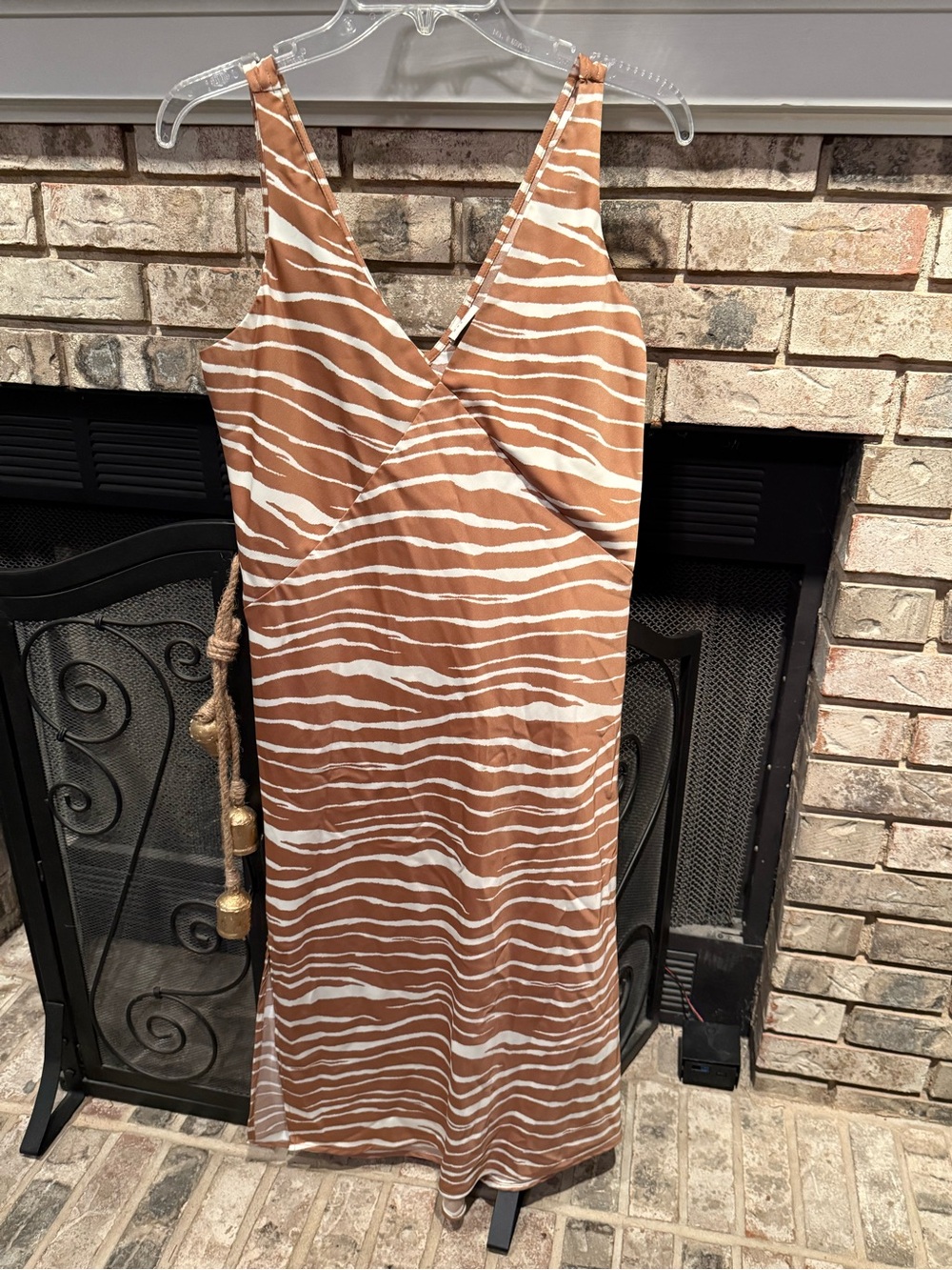A New Day sleeveless zebra print midi dress, brown/ivory, size Small, EUC